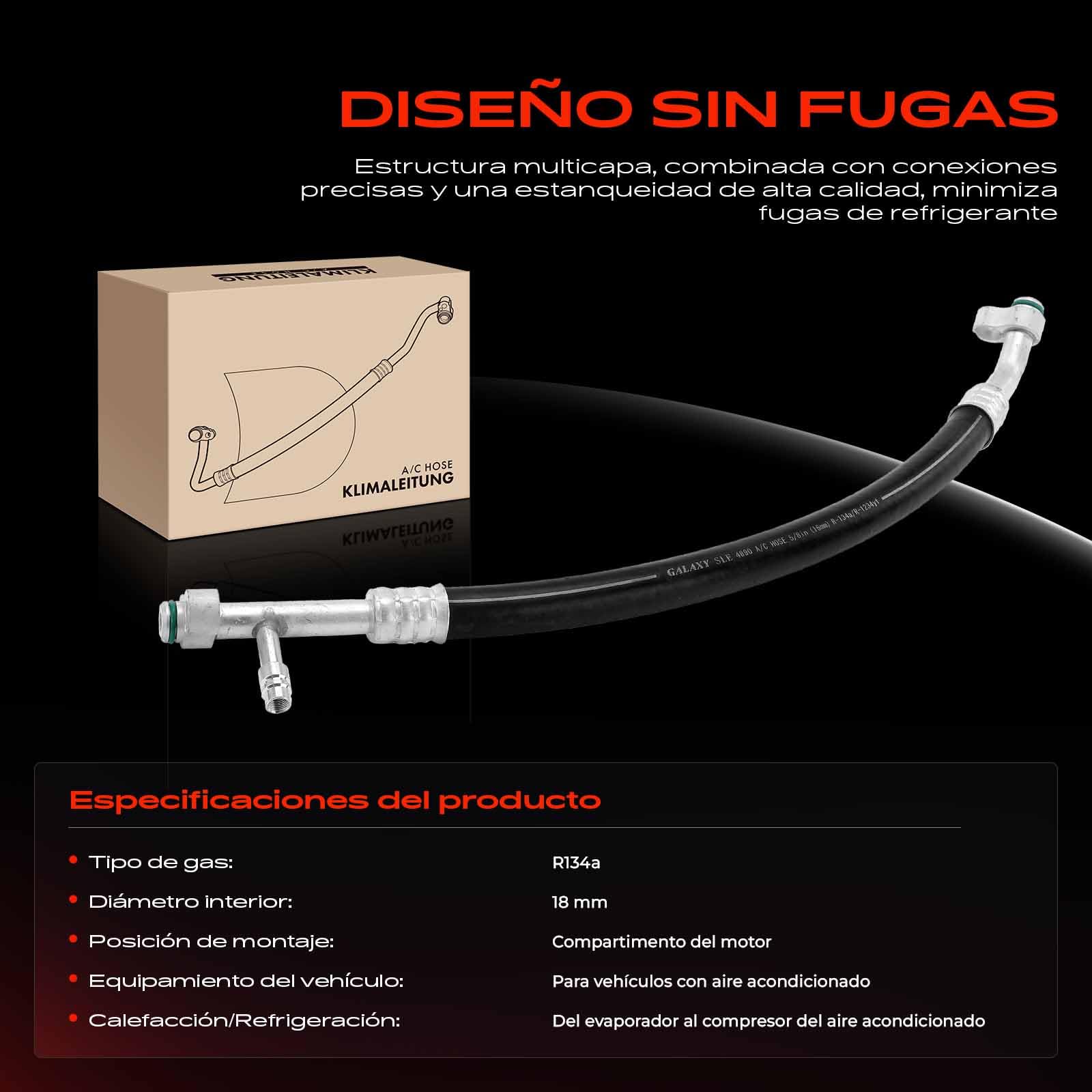 Frankberg Tubería de alta/baja presión aire acondicionado | KTT160135; Compatible con: VF7 nervioso, Expert Box VF3A VF3U VF3X, Plataforma/chasis inestable