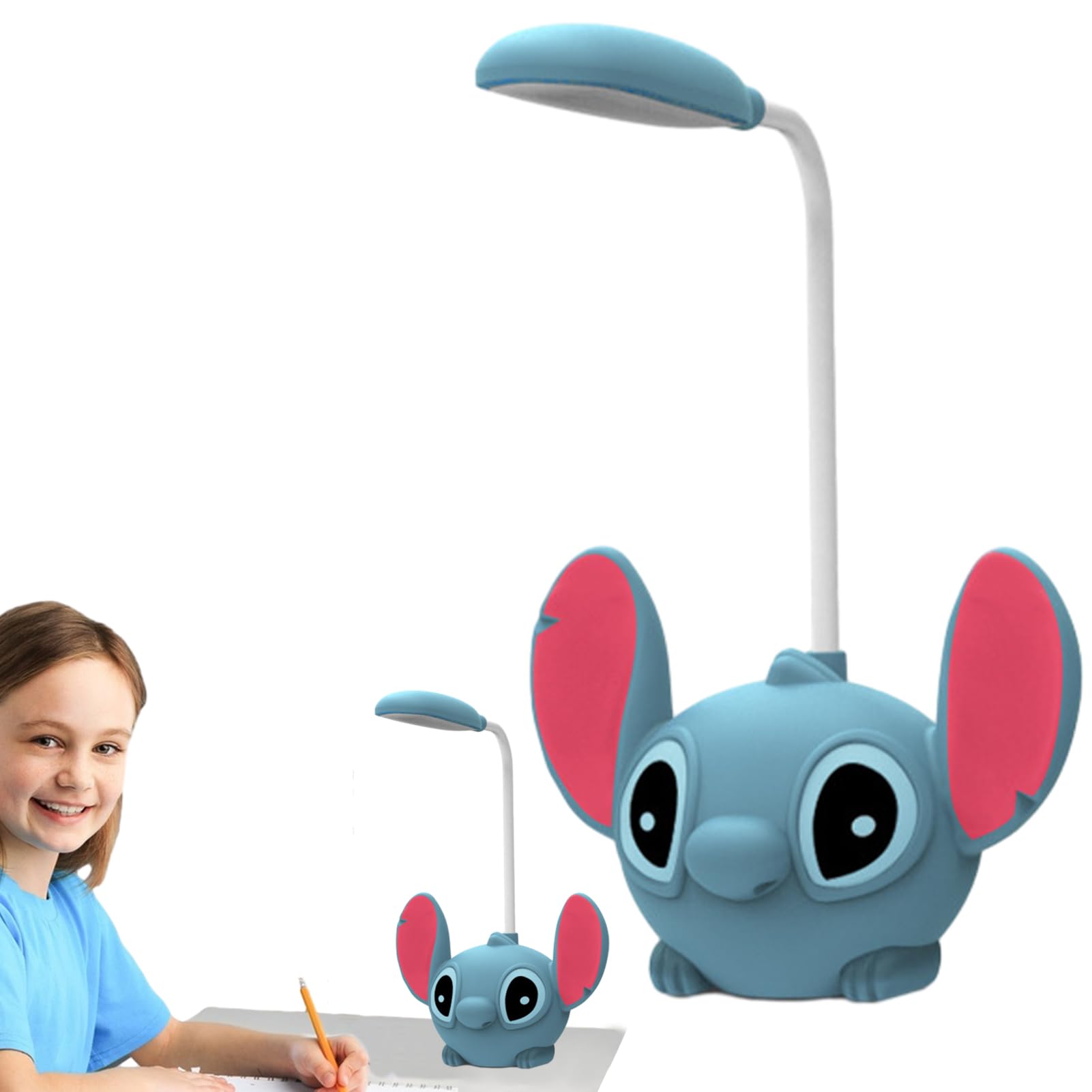 Marypaty Stitch Lámpara de escritorio para niños, Night Light Luz de Noche mesa infantil para dormitorio, lámpara de mesa para niños, lectura LED recargable regulable regalo cumpleaños