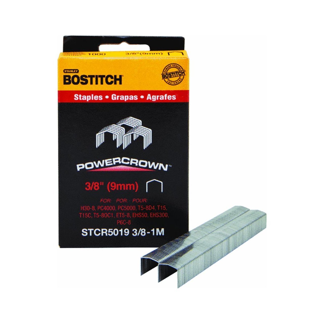 Bostitch Metallic Hue (Silver, Gray, Or Black) Powercrown 3/8 In. L X 7/16 In. W Steel Wide Crown Staples 18 Ga. 1000 Pk
