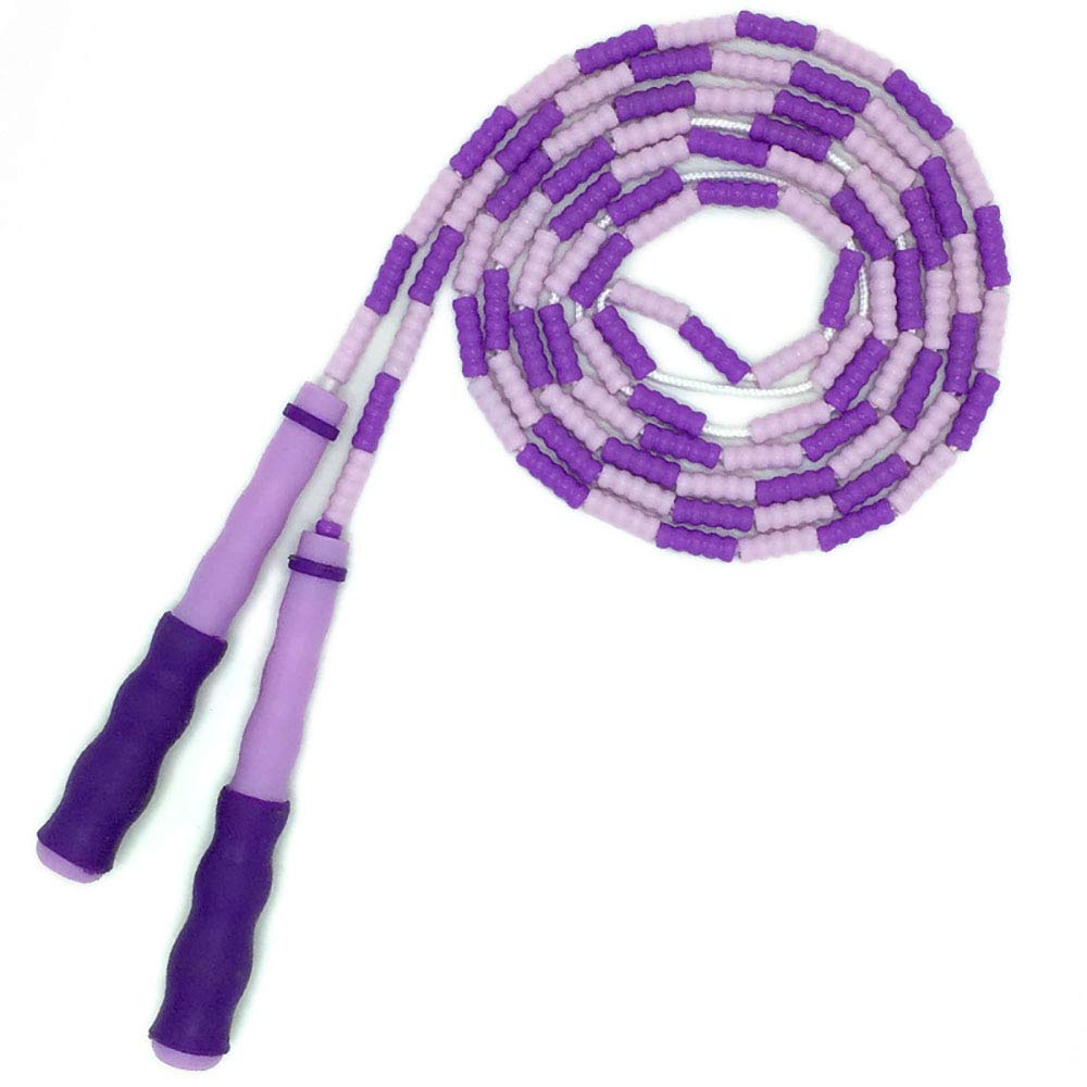 Jump Rope Soft Beaded for Kids Men Women Adjustable Tangle - Free Segmented, Jump Ropes for Fitness Training, Workout and Weight Loss - 9 Ft (Purple)