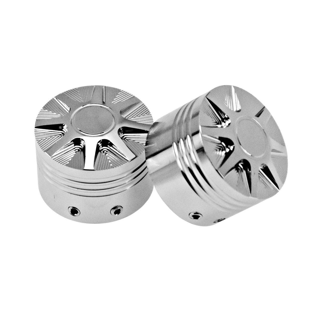 Lot de 2 cache-écrous pour essieu avant Harley Sportster XL 1200 Dyna Softail Fat Boy Touring Street Road Electra Tri Glide Chromé