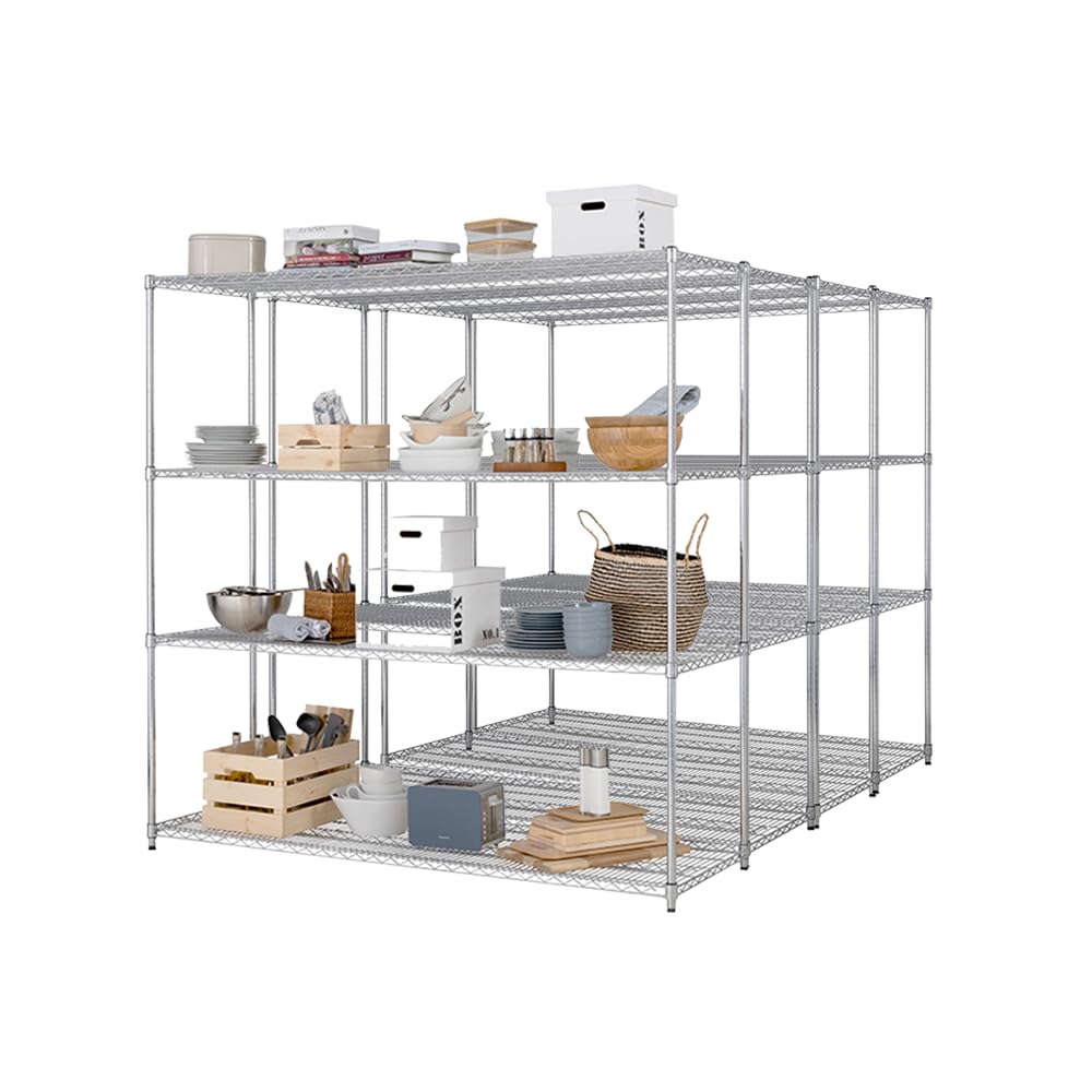 Racking Solutions Heavy Duty Chrome Wire Shelving Racking Free Next Day Delivery (1838mm H x 1517mm W x 457mm D)