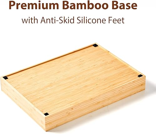 Miniatura 6 de Umilife Organizador grande de cajones de escritorio, bandeja de madera de bambú con compartimentos ajustables, organizador de basura en cajón de