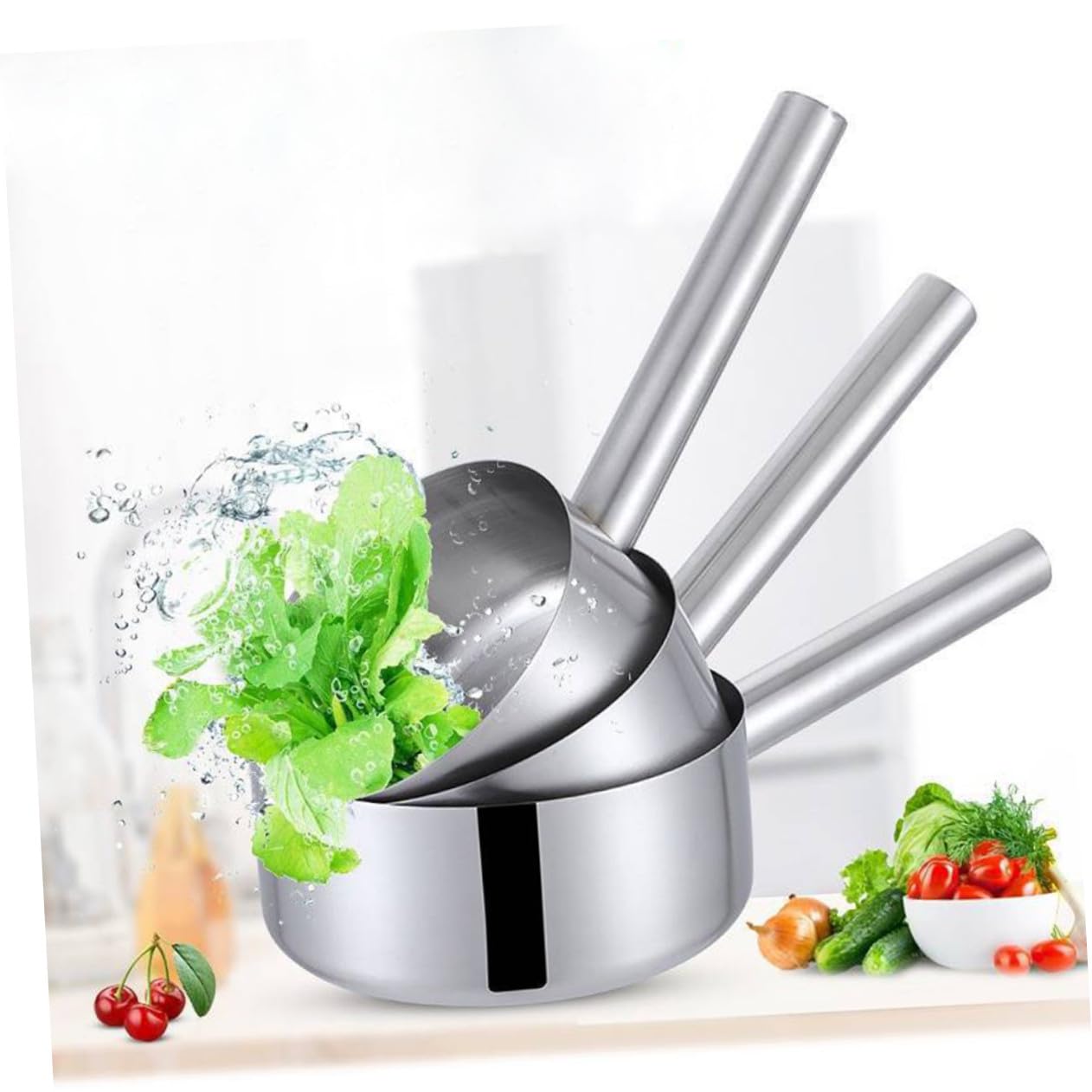 LIFKOME Louche Acier Inoxydable Capacité Manche Long pour Cuisine Salle de Bain et Jardin Résistante Rouille Facile à Nettoyer