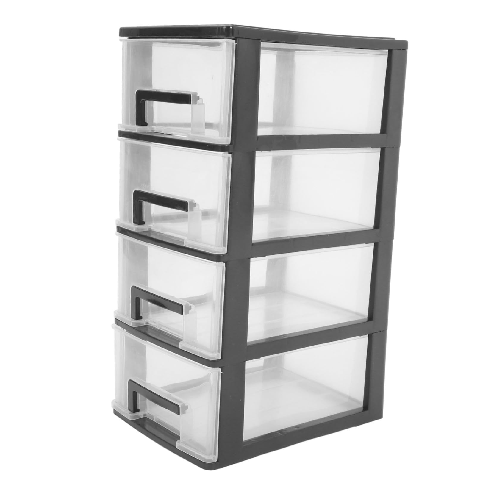 Didiseaon Mobiletto Portaoggetti in Plastica Trasparente 4 Cassetti, Organizer Compatto per Cosmetici e Articoli da Scrivania, Contenitore Salvaspazio Portatile per Ufficio e Studio