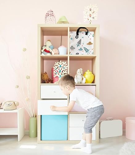 Miniatura 5 de HKEC Cesta de almacenamiento rectangular con asas, caja de almacenamiento plegable para juguetes para niños, lindo contenedor organizador de lona