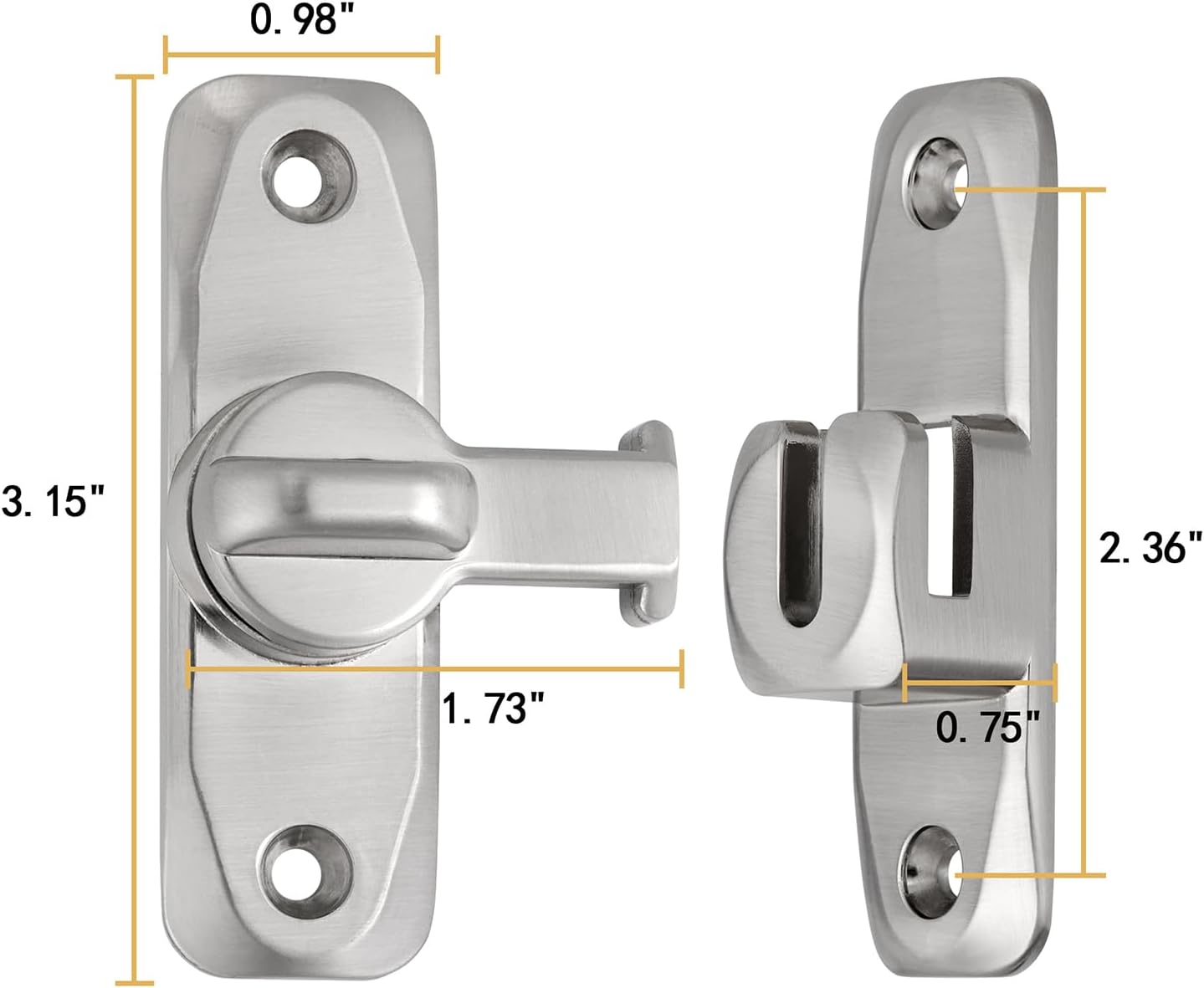 INIRET 10 Packs Barn Door Latches,Silver 90/180 Degree Gate Lock,Zinc Alloy Right Angle Door Lock Latch,Flip Gate Latches Hardware,Door Security Sliding Door Latch Lock fo Cabinets,Bathroom,Barn Door
