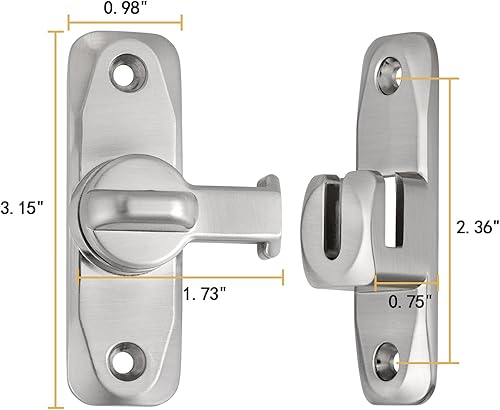 Miniatura 2 de Paquete de 10 cierres para puerta de granero  Juego de cerraduras de puerta de 90180 grados  Pestillo de puerta de ángulo recto de aleación de zinc