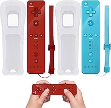 Telecomando Wii, 2x controller Wii controller di gioco connessione sensore di movimento remoto wireless controller gamepad sostitutivo per console Wii e Wii, con custodia e cinturino da polso