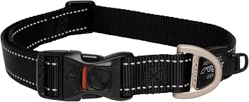 Reflective Dog Collar for Extra Large Dogs, Adjustable from 17-27 inches, Black