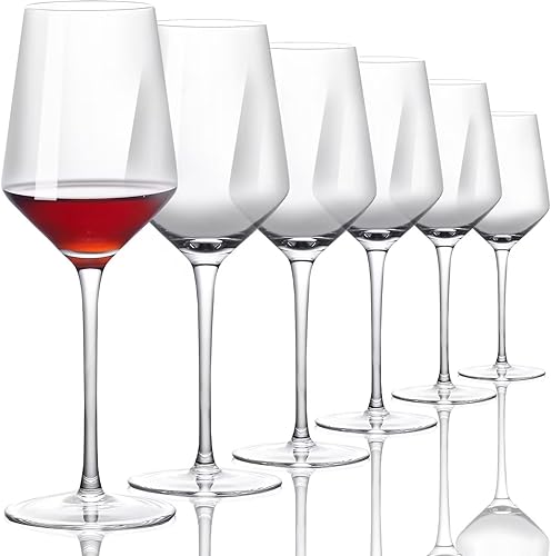 Miniatura 10 de ACHEER Juego de 4 copas de vino de cristal, copas de vino tinto o blanco sopladas a mano, 14 onzas, copas de vino de tallo largo, regalo para boda,