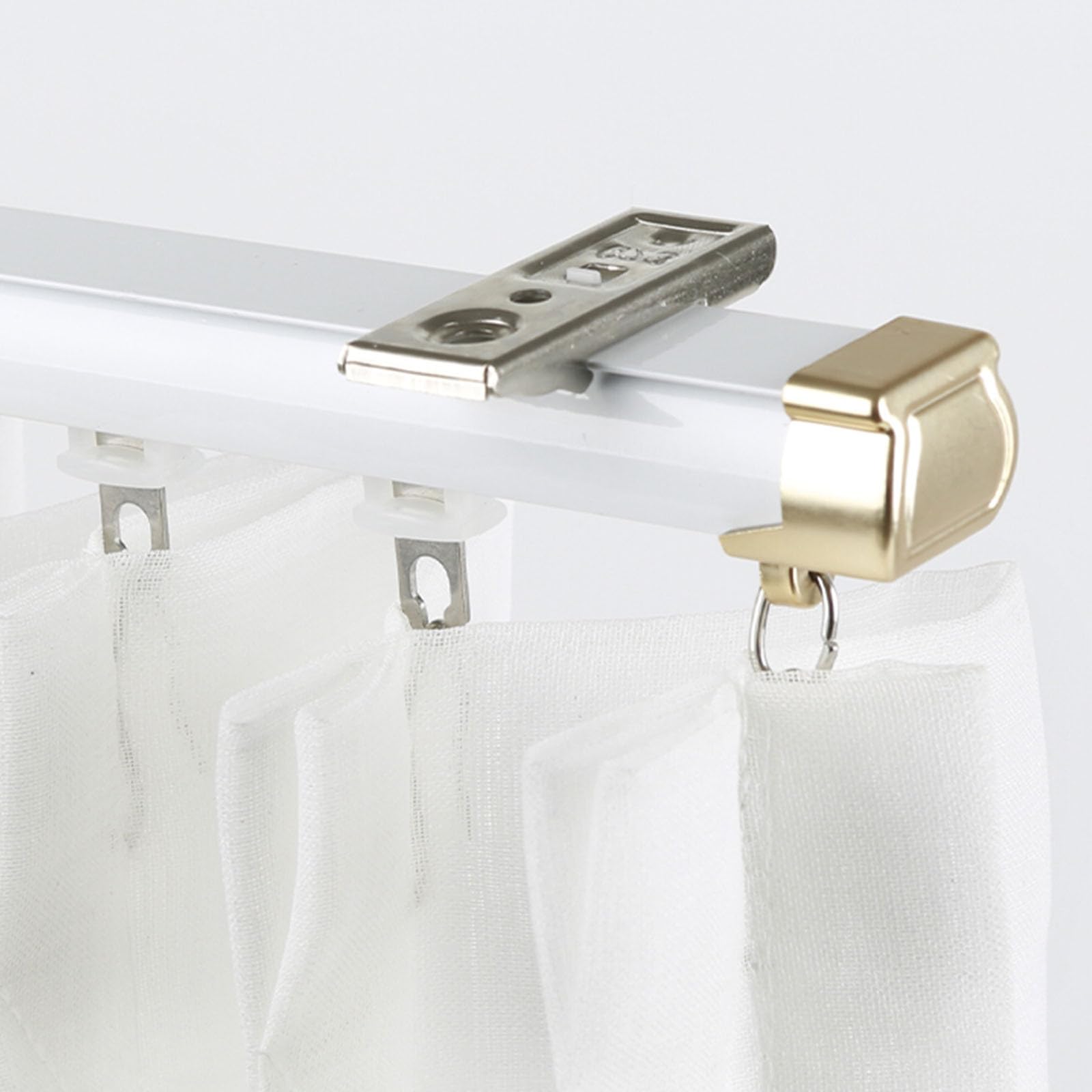 Riel deslizante para cortinas de techo, riel de montaje superior de aluminio para cortinas, longitud ajustable, 2,17 m, perfecto para uso en pared y techo, funcionamiento suave, solución versátil de
