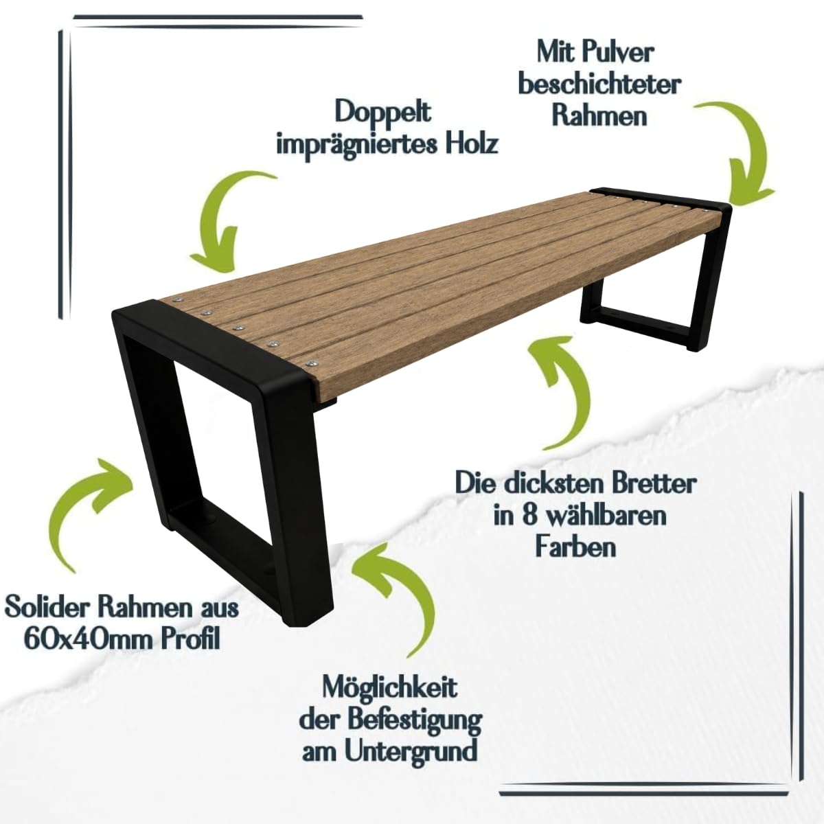 Panchina da Esterno - Panchina da Giardino e da Parco con Capacità di Carico di 350 kg - Panca da Esterno Resistente alle Intemperie - Panchine da Esterno (Noce, 200cm)