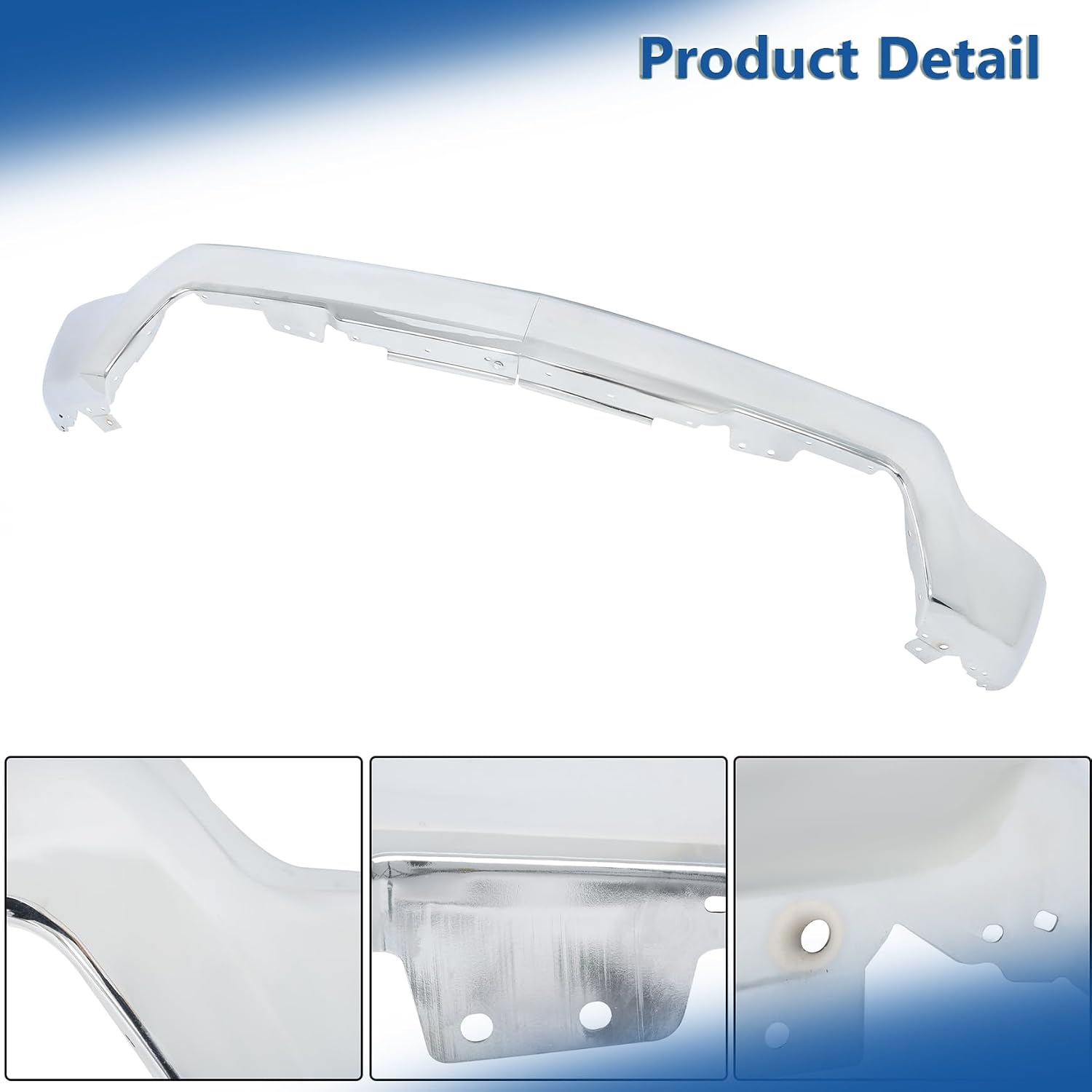 Chrome Steel 2PCS Split Front Bumper Face Bar Replacement for Silverado 1500 2022-2024 85103441 Without Park Assist Sensor Holes