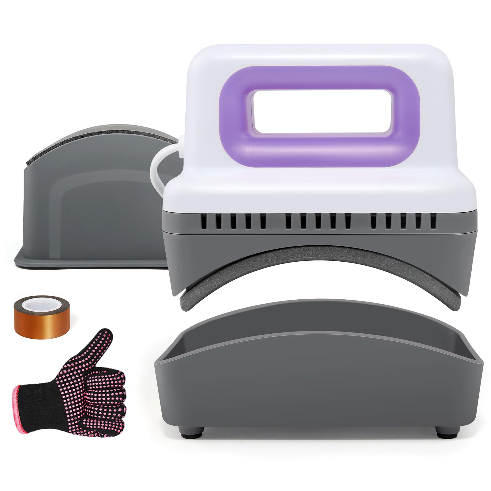 Realkant Hat Press, Heat Press Machine for Caps with 3.5"×5.5" Curved Heating Plate & Pressing Base, Mini Portable Cap Heat Press with 4 Heating Levels & Auto-Off for Hats Easy Press