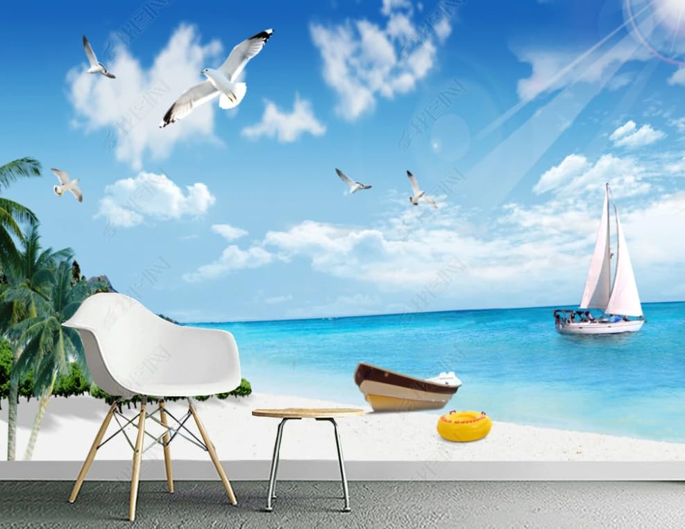 Papier peint intissé paysage mer pour agrandir un salon sombre ou petit