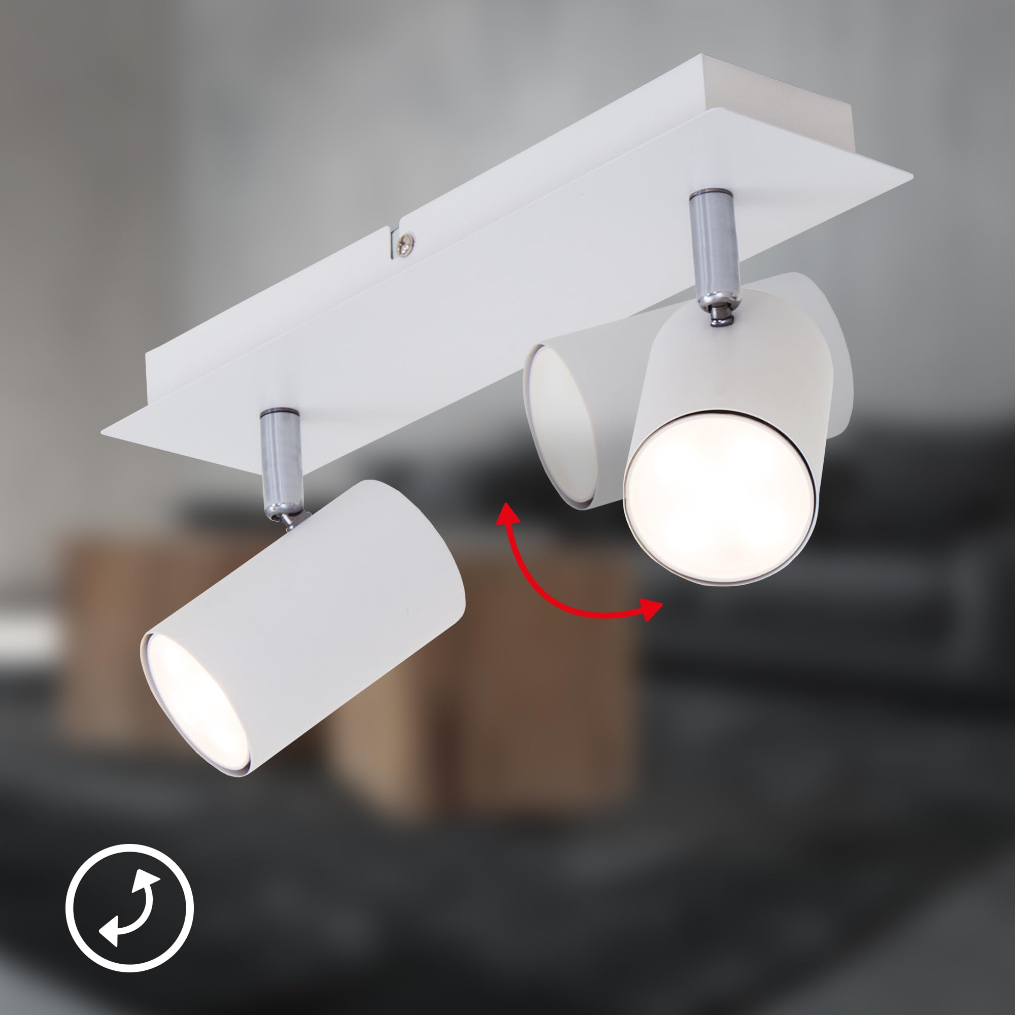 Briloner Leuchten Plafoniera LED Rettangolare 24x12 Cm – 2 X GU10 3W 250 Lumen Cromo