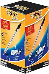 Caneta Preta Bic Cristal Dura Mais – Ponta Esferográfica Média de 1.0mm. Escrita Macia e Cor Intensa