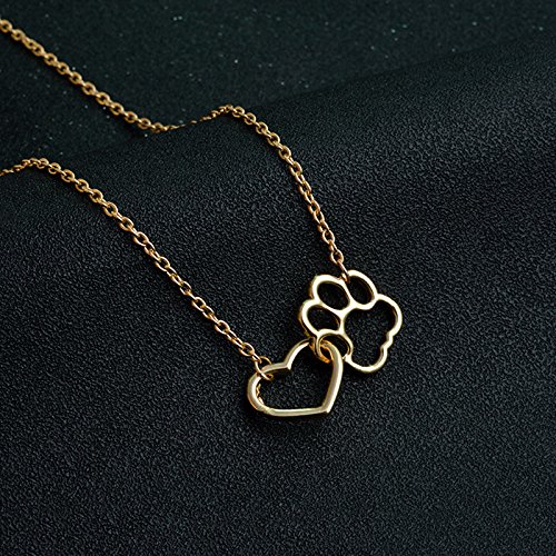 Cat Dog Puppy Paw Print Stamped Pet Memorial Pendant Necklace Love Heart Necklace Jewelry3