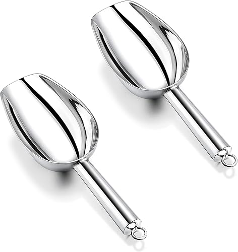 P&P CHEF - Juego de 2 cucharadas pequeñas de acero inoxidable de 6 onzas, cuchara de harina de caramelo, utilidad para cocina, jardín, bar, boda,