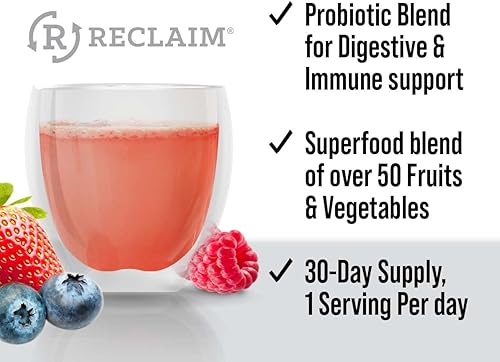Miniatura 2 de Complete Nutrition Reclaim Multi Pure Mezcla de bayas, apoyo digestivo e inmunológico, suplemento vitamínico y mineral (30 porciones), 8.36 onzas,