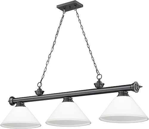 Miniatura 9 de Z-Lite 2306-3BRZ-AMO14 Cordon - 3 billares ligeros en estilo tradicional y clásico, 18.75 pulgadas de alto y 14 pulgadas de ancho,