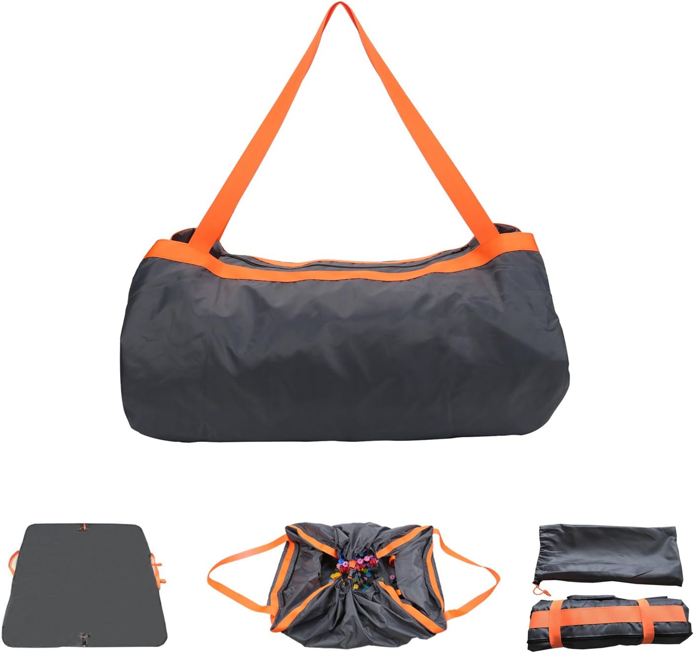 Travel Bag & Beach Blanket Shoulder Luggage Lightweight Waterproof for Outdoor Beach Camping Picnic Blanket Storage Bag (Orange)