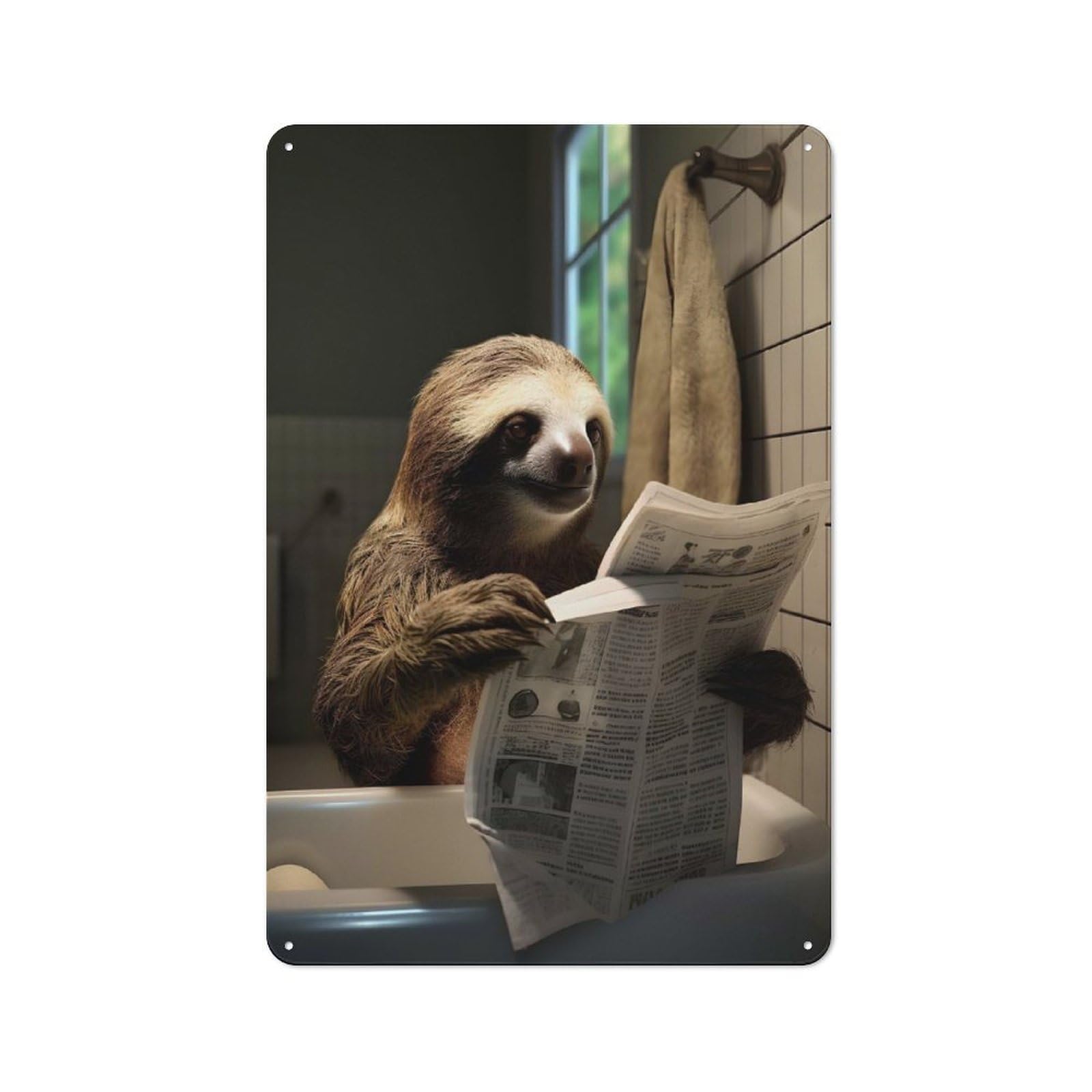 Junmoney Sloth On The Toilet Flash Tin Wall Plaque 30X20cm With For Bar Or Restaurant, Housewarming Wall Decor For People Furnishing Bar And Restaurant