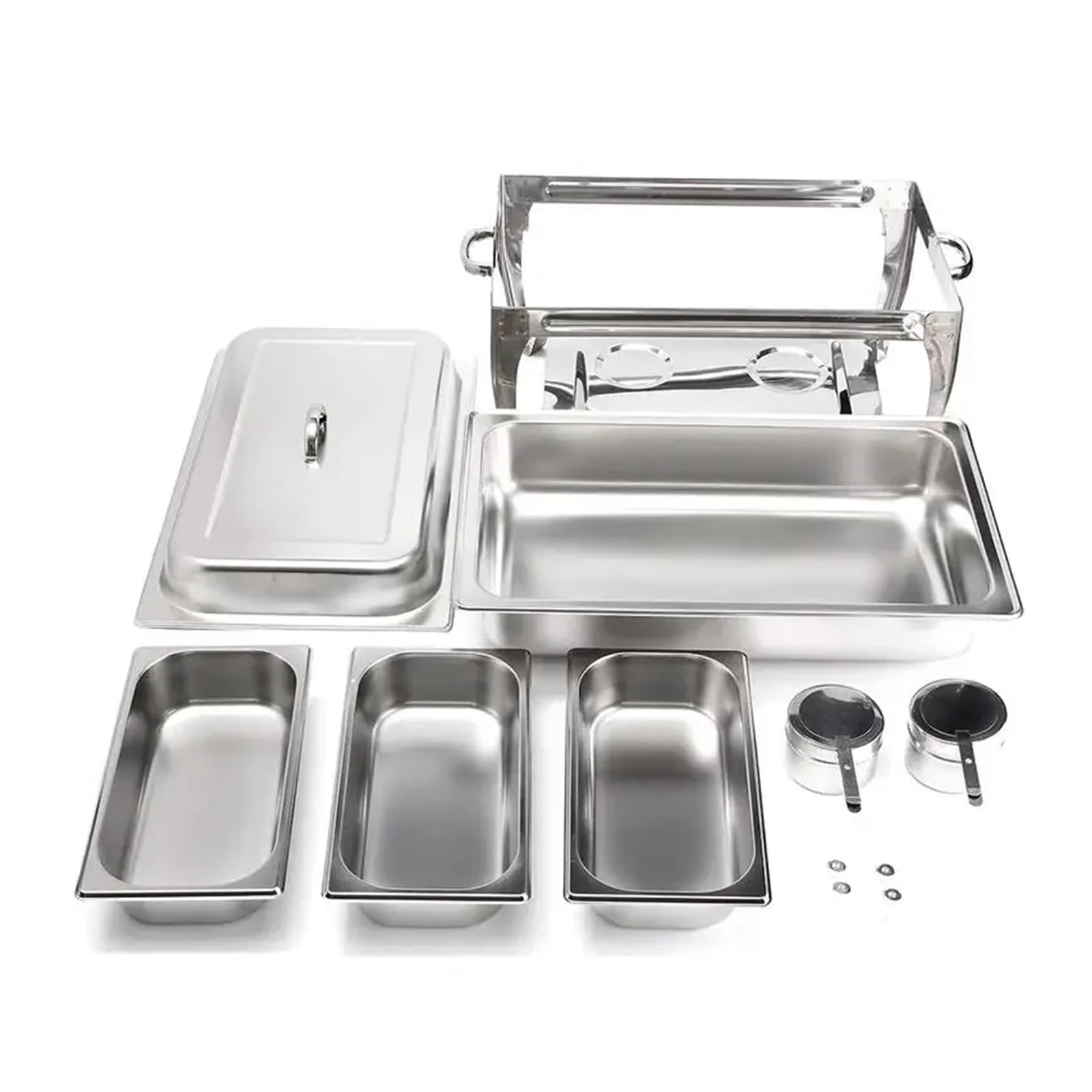 9L Plegable De Acero Inoxidable Cuadrado Hornillo For Bufé Juego Platos Contenedor Calentador Alimentos Plato Frotamiento Rectangular Completo Buffet Catering RetencióN Del Calor De Larga DuracióN