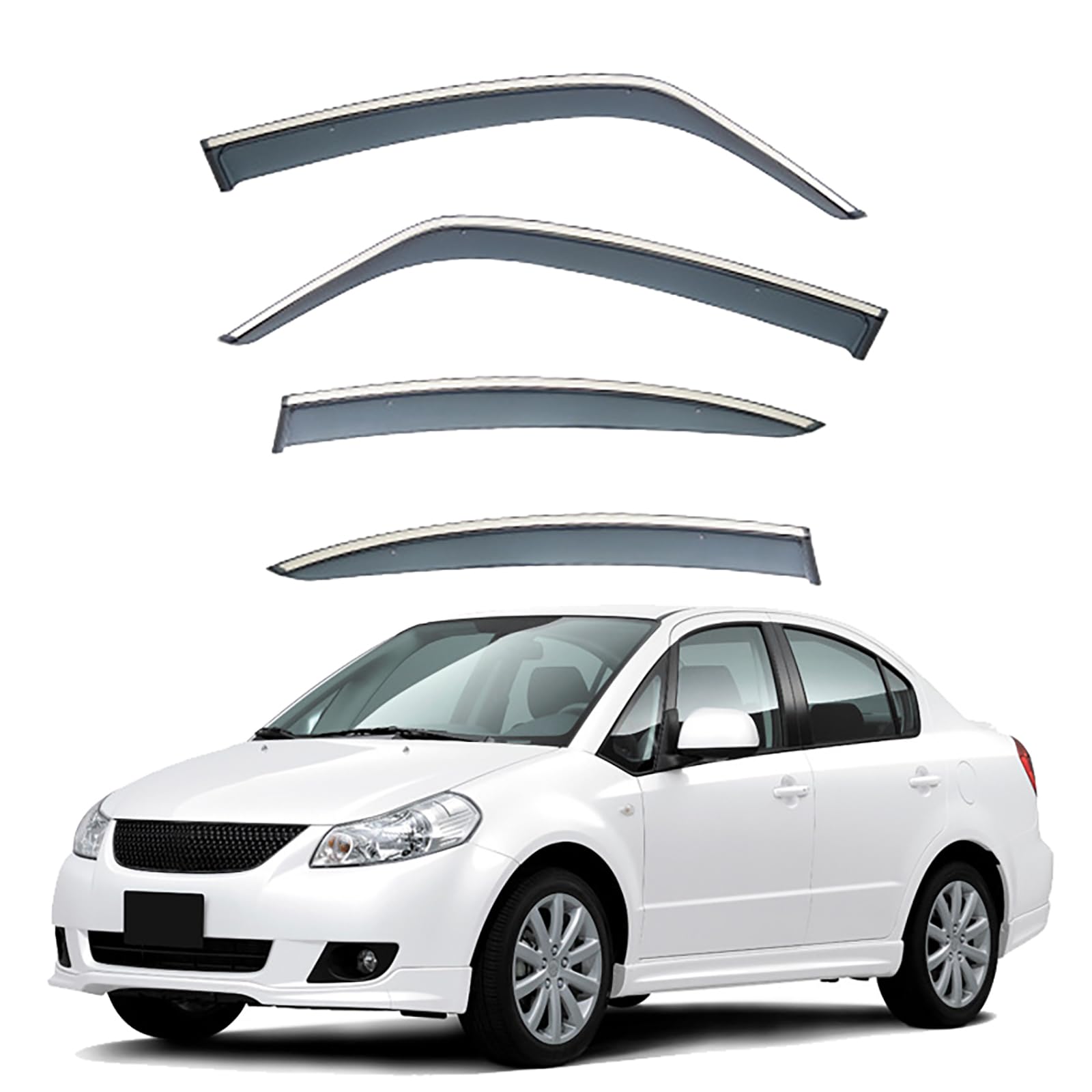 Window Rain Guards for Suzuki SX4 Sedan MK1-GY-EY-RW 2006-2018, Durable Side Window Visors Deflector, Vent Shades UV Protection Car Accessories