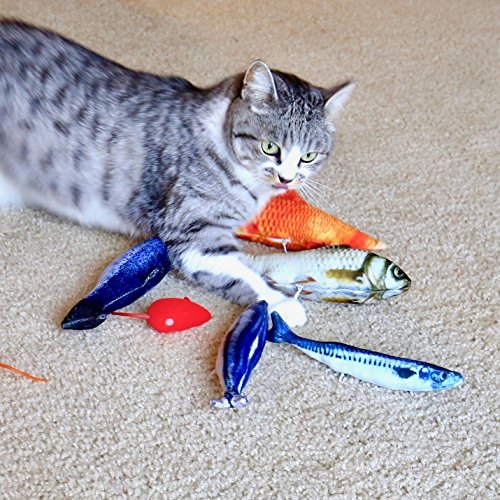 Youngever 7 Cat Toys Assortment with 5 Refillable Catnip Fish Cat Toys and 2 Catnip Fur Mouse Cat Toys, Extra Catnip for Refill, for Cat, Puppy, Kitty, Kitten, Ferret, Rabbit - Thumbnail 5