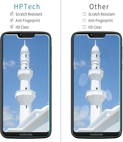 Miniatura 2 de HPTech Paquete de 2 protectores de pantalla compatibles con Motorola Moto G7 Power, G7 Supra, G7 Optimo Maxx vidrio templado, antiarañazos, sin