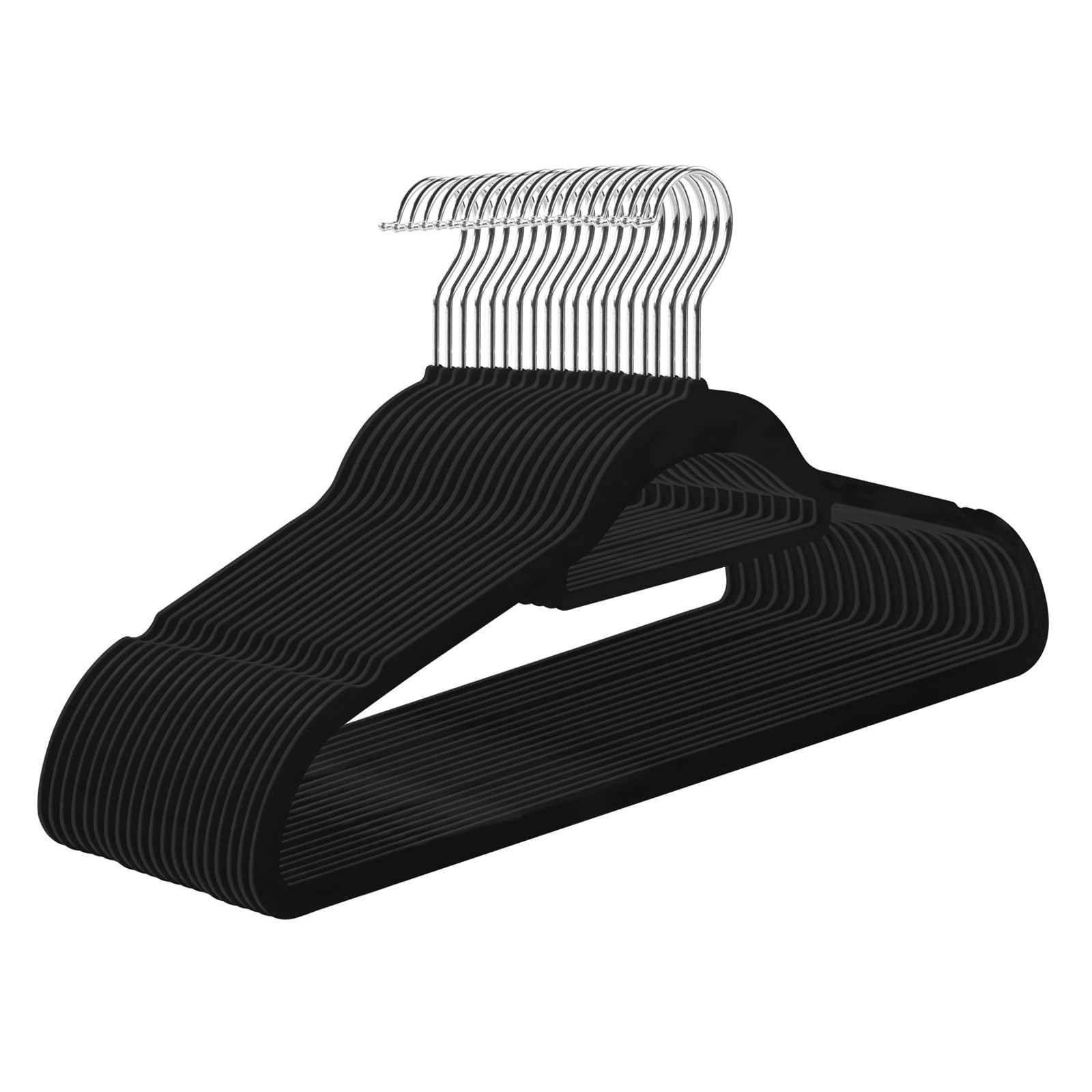 Velvet Hangers Velvet Flocked Hangers for Clothes and Trousers Non-Slip(Black)