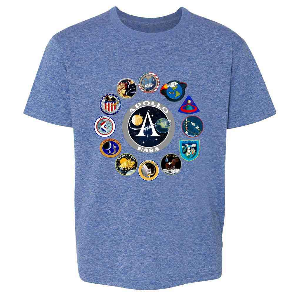 Pop Threads NASA Approved Apollo Mission Patches Retro Vintage Baby Toddler Kids Girl Boy T-Shirt Heather Royal Blue 4T
