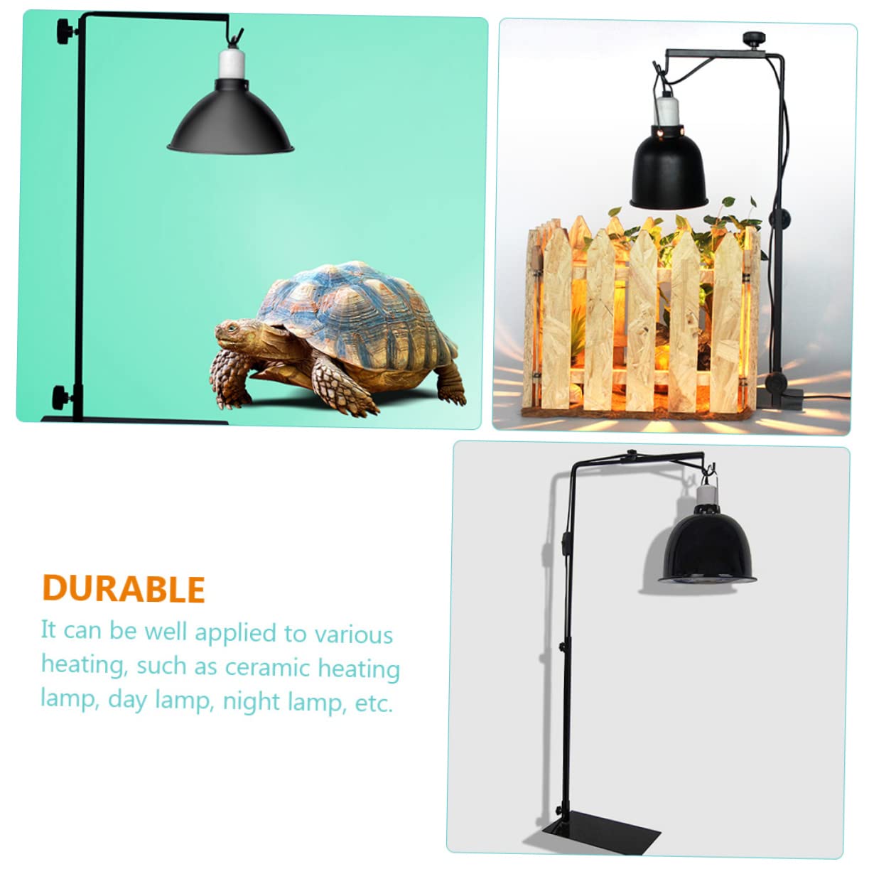 Hemobllo Supporto per Lampada per Rettili in Metallo Ad Altezza Regolabile Supporto per Lampada Riscaldante Facile da Installare e Utilizzare