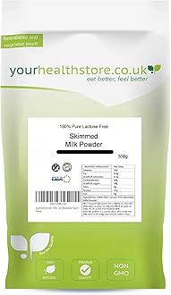 100% Pure Lactose Free Skimmed Milk Powder 300g, No Additives, No Added Sugar, No Soy Lecithin, No Bovaer, Vegetarian, (Recyclable Pouch)