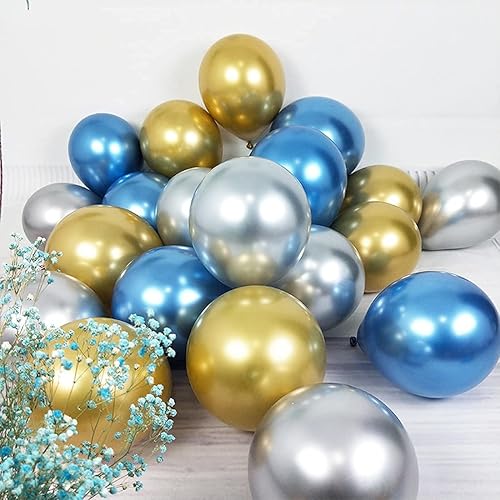 Miniatura 3 de Globos de confeti dorado, 100 globos metálicos dorados y blancos de 12 pulgadas con cinta y arco para decoración de cumpleaños, bodas, festividades