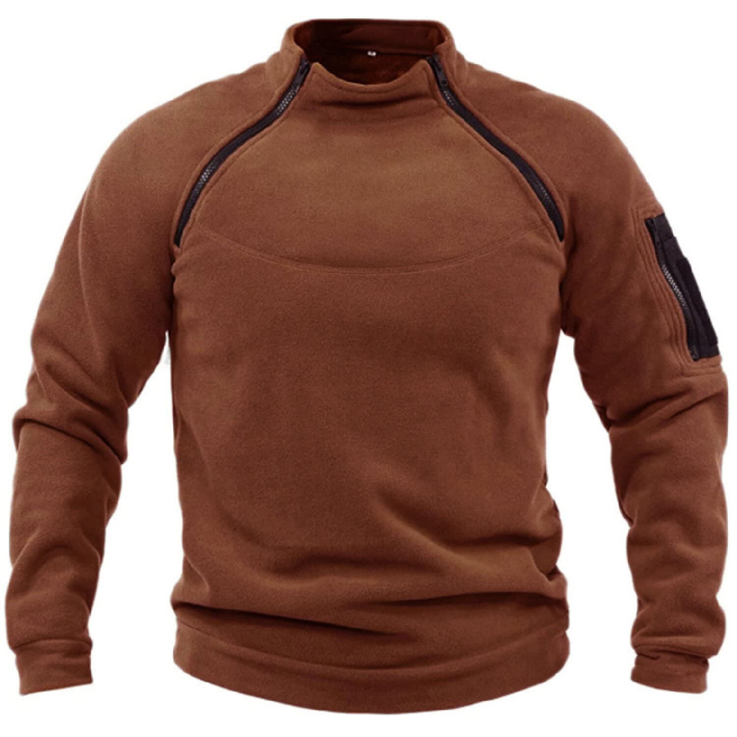 Goldp Men's Claret Tactical Combat Fleece Pullover Jacket Military Athletic Sport Jumper Tops Army Windproof Sweaters (L,)