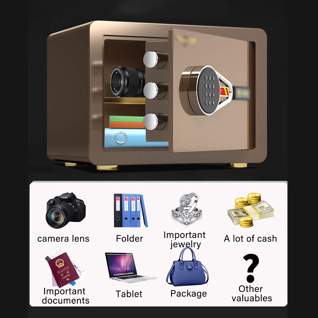 Cajas Fuertes Contraseña Antirrobo a Domicilio Seguro, Pequeña Caja de Seguridad Digital para Almacenar Documentos, Datos Informáticos, Certificados Gabinete De Seguridad (Color : Gold, Size : 25)