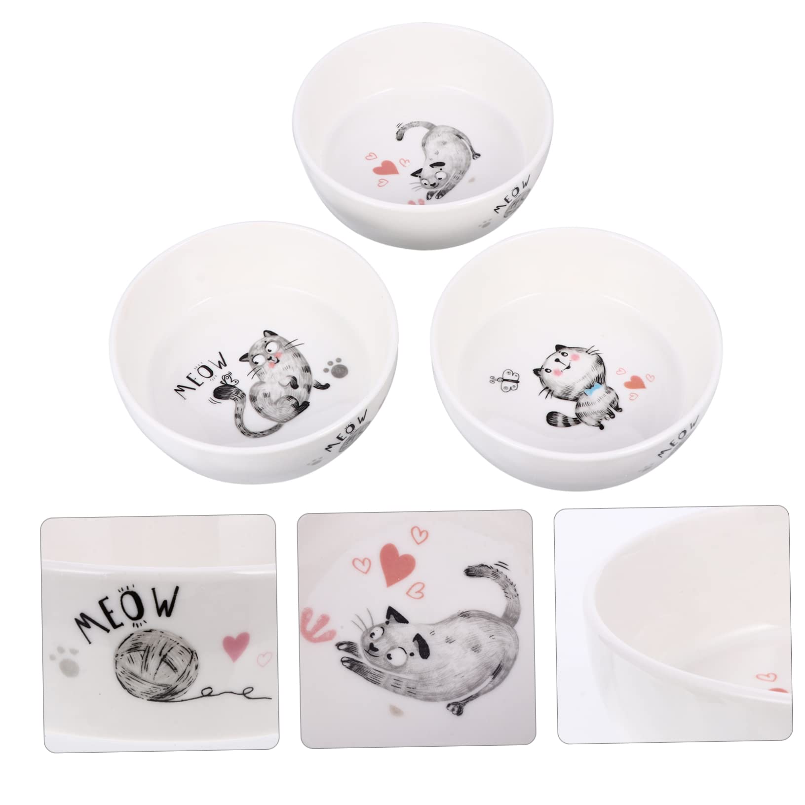 BESPORTBLE Bol de Chat Bols de Chat Bol d'eau pour Chat Nourriture pour Chats Non conteneur Croquette Chat récipient Chat Alimentation Arc de Chiot Arc de Chat Chiot céramique Blanche