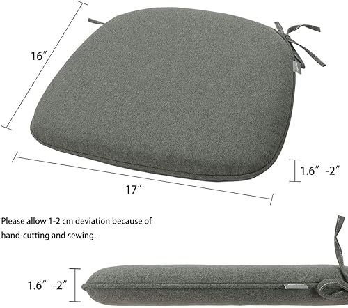 Miniatura 3 de Magpie Fabrics Juego de 2 cojines para sillas de exteriores e interiores de 17 x 16 x 2 pulgadas con lazos, impermeables, para todo tipo de clima,