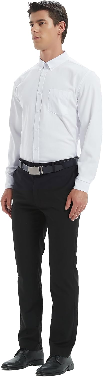 Men's Oxford Shirt Regular-Fit Button Down Collar Shirts Long Sleeve Dress Shirts Wrinkle Resistant with Pocket - Image 2