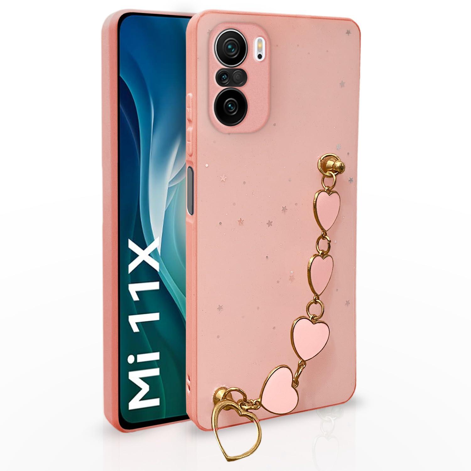 Pikkme Mi 11X / Mi 11X Pro Back Cover for Girls | Heart Shaped Metal Chain Blocks | Sparkling Soft TPU | Case for Mi 11X / Mi 11X Pro (Pink) (B0BY89DW6C) Amazon Price History, Amazon Price Tracker