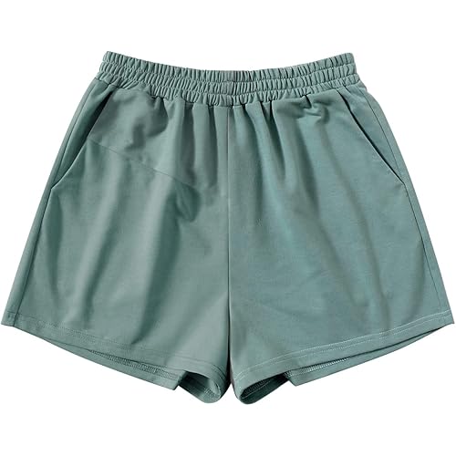 SOLY HUX Women's Casual Elastic Shorts Running High Waisted Color Block Sweat Shorts with Pockets