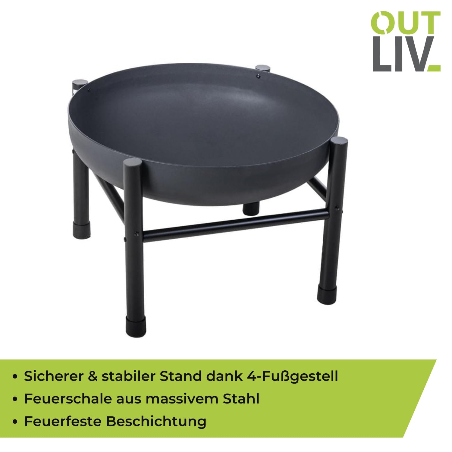 OUTLIV. Phönix Feuerschale, 60cm, Stahl/Eisen, Schwarz | Stahl und Eisen; 60cm; Schwarz; pflegeleicht, robust; für Garten und Terrasse