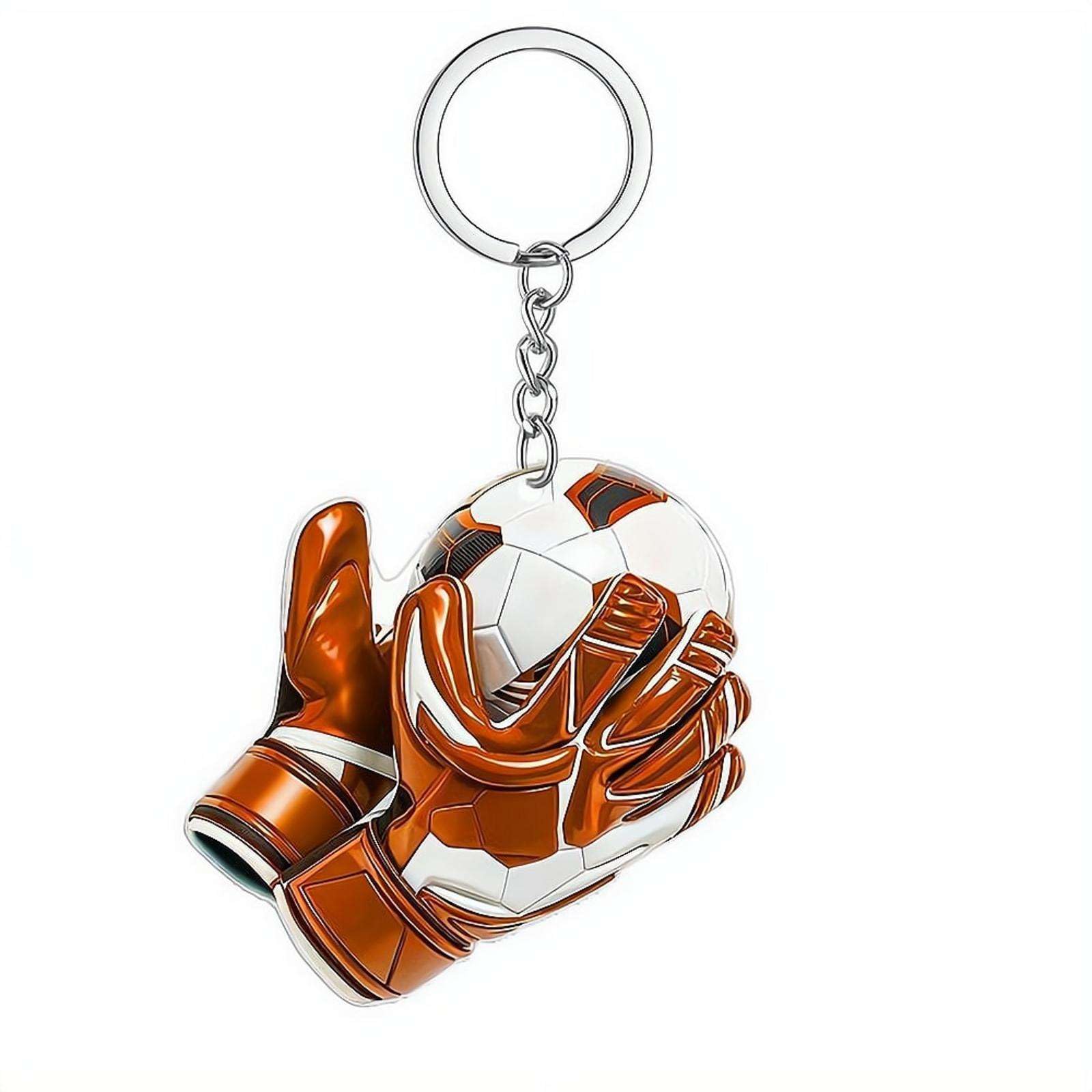 Goalkeeper Glove Keychain, Gloves Soccer Ornament, Gift for Goal Keepers SoccerPlayer Gift Idea SoccerTeam Gifts Soccer Player Gifting Idea SoccerBall Ornament Christmas SportOrnament (Orange)