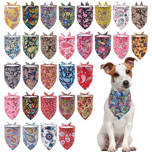 Pai Sence 240112-1 30 Pcs Paisley Bandanas For Dog Cats Polyester Print One Side Bandana Bulk cover