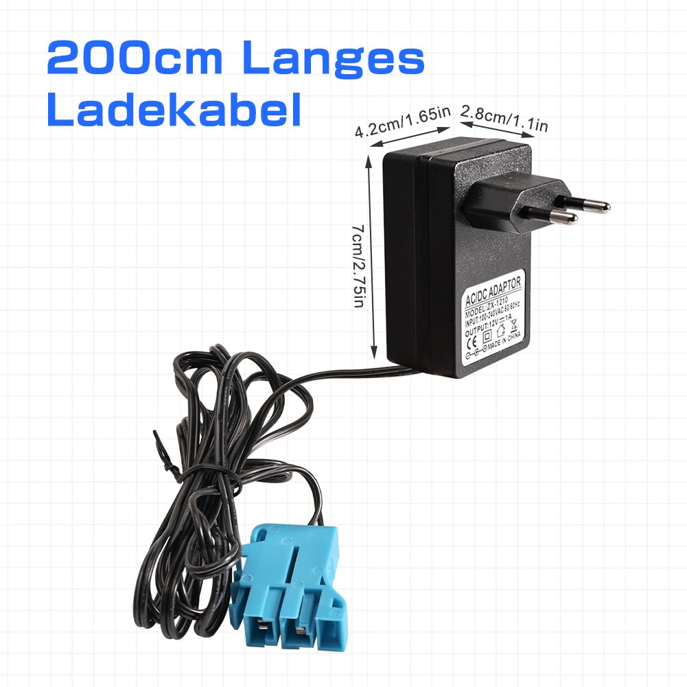 Ładowarka 12 V do pojazdów elektrycznych Peg Perego dla dzieci, traktorów SUV, ATV, samochodów - ładowarka, zasilacz sieciowy kompatybilny z samochodami elektrycznymi, motocyklami i pojazdami