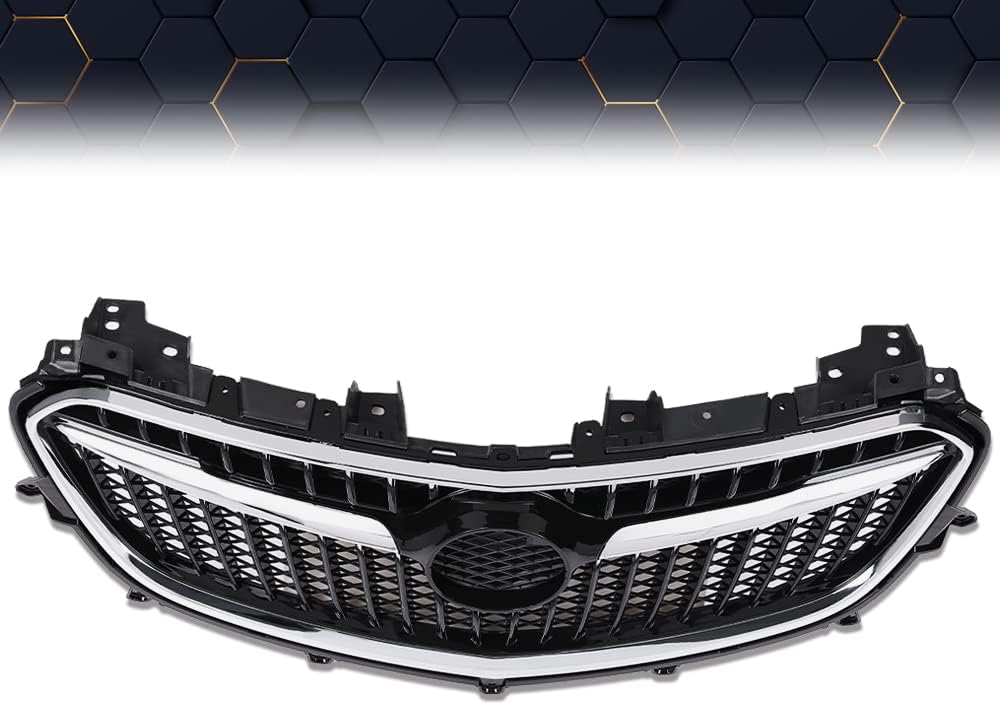 PIT66 Front Upper Grille Compatible With Buick Encore Replacemet Chrome Black 2017 2018 2019