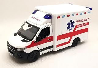 KiNSMART - Mercedes-Benz Sprinter Cargo Van 1:48 O Scale 5" Die Cast Metal Model Toy Van, Pull-Back Action (Amvulance U.S.)